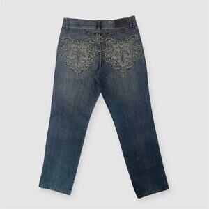 Pelle Pelle Embellished Embroidered Baggy Wide Leg Denim Jeans
